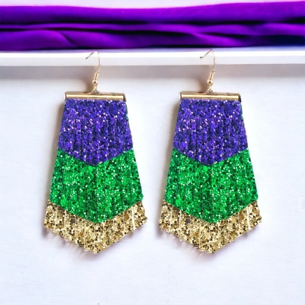 Sparkle and Shine at Mardi Gras: Dangle Glitter Earrings Extravaganza!